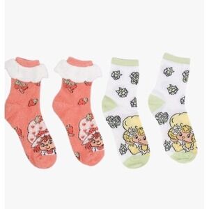 NEW Strawberry Shortcake Ruffle Cuff & Lemon Meringue Mid Crew Soft Socks 2 Pair